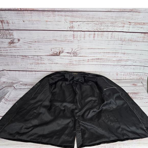 Cloudstyle Womens Black Velvet Blazer L Metallic Embossed Dark Academia Jacket - Picture 6 of 11